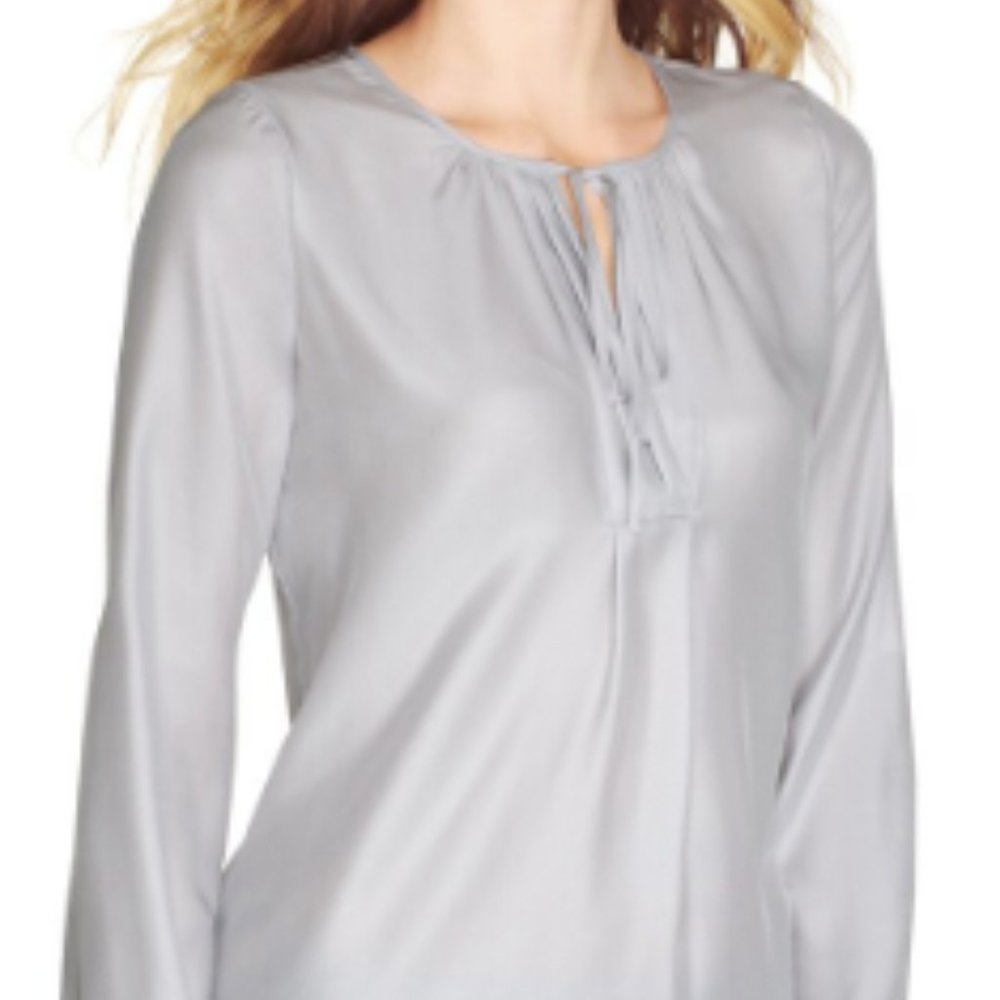 WHBM gray silk blouse